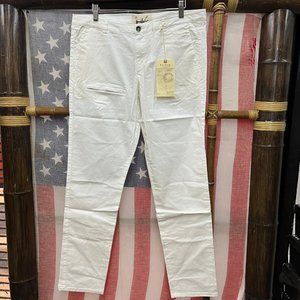 NWT BISHOP OF SEVENTH Jeans pant white cotton spandex stretch